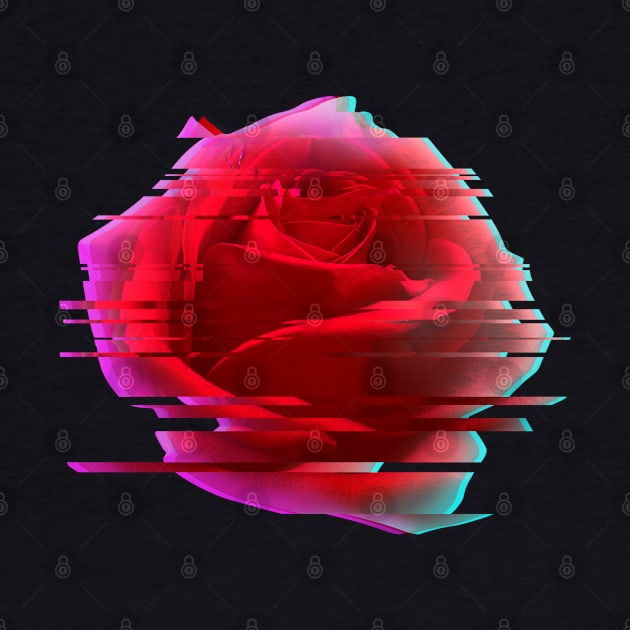 Glitch Rose Vaporwave Aesthetic Trippy Floral Psychedelic by Vaporwave